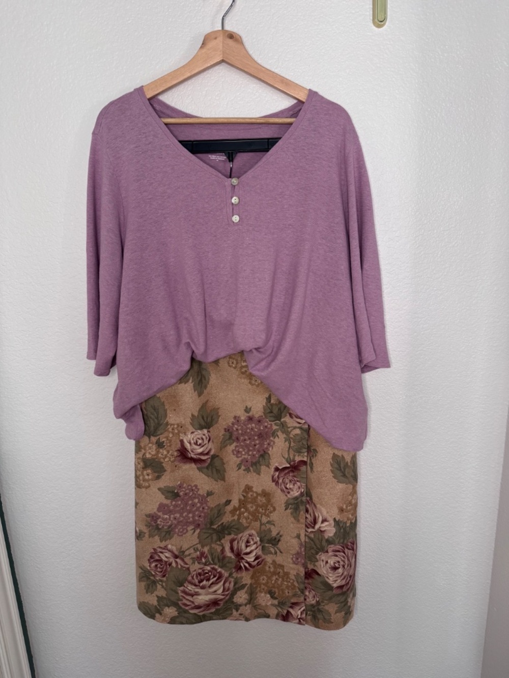 Pure Jill (J Jill) Hemp / Cotton Purple Lilac Henley Top Size XL